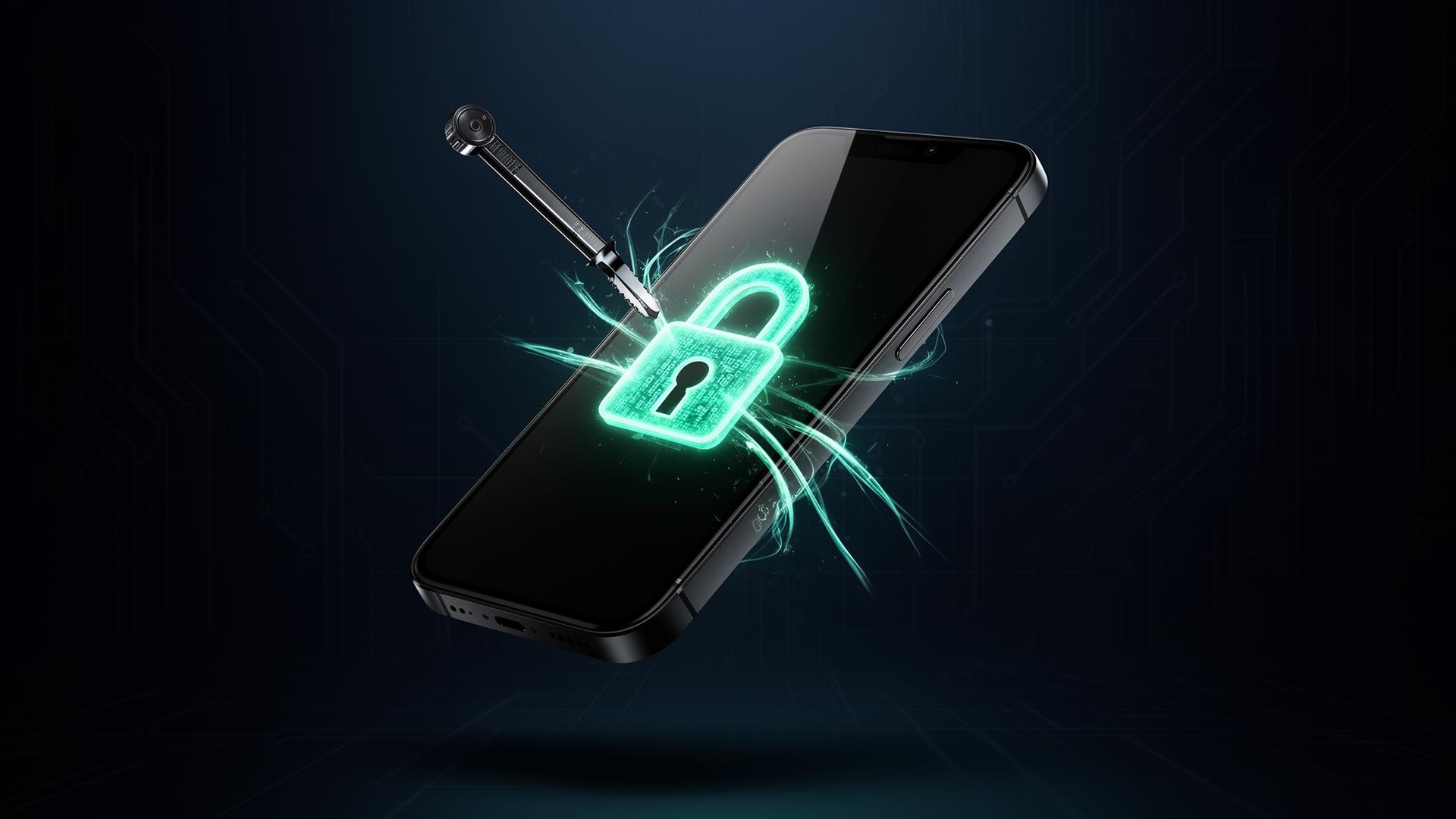 Smartphone en cours de déblacklistage avec énergie néon